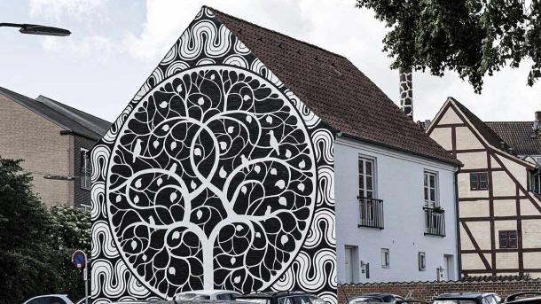 Das Stadtbaumgiebelgemälde in Christiansgade