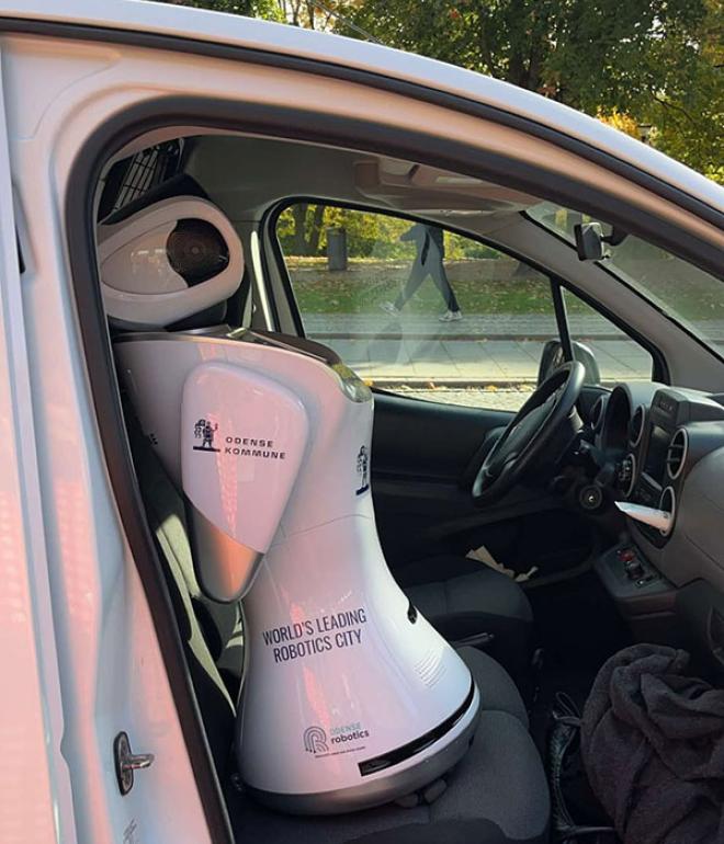 Robot på vej på arbejde