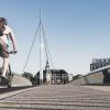Fahrradfahrer auf der Stadtbrücke